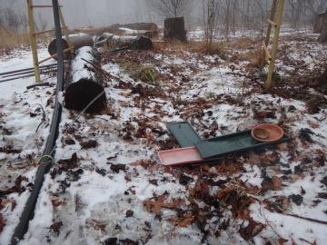 rain water weep hole fills bird bath